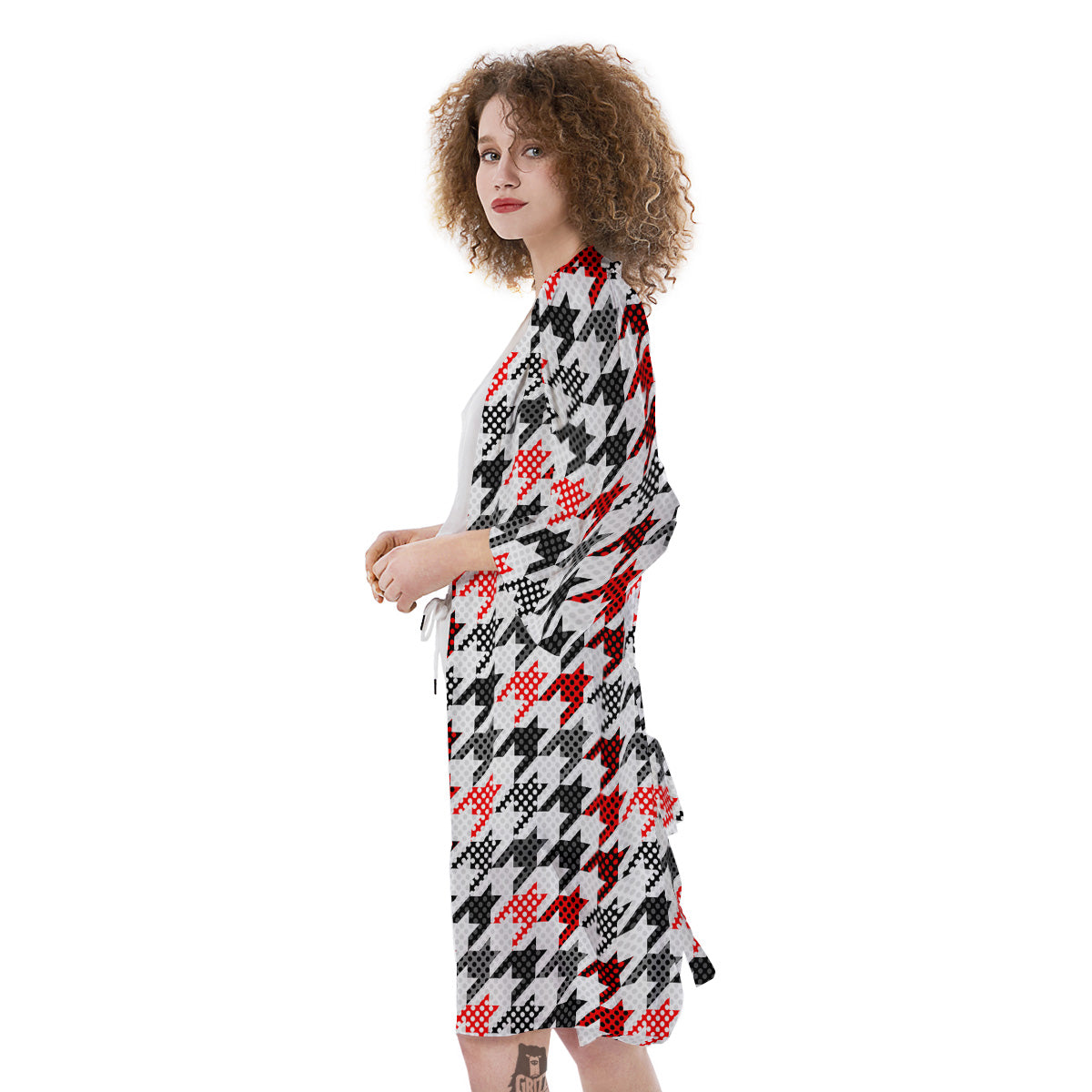 Classic Polka Dot In Houndstooth Print Pattern Kimono-grizzshop