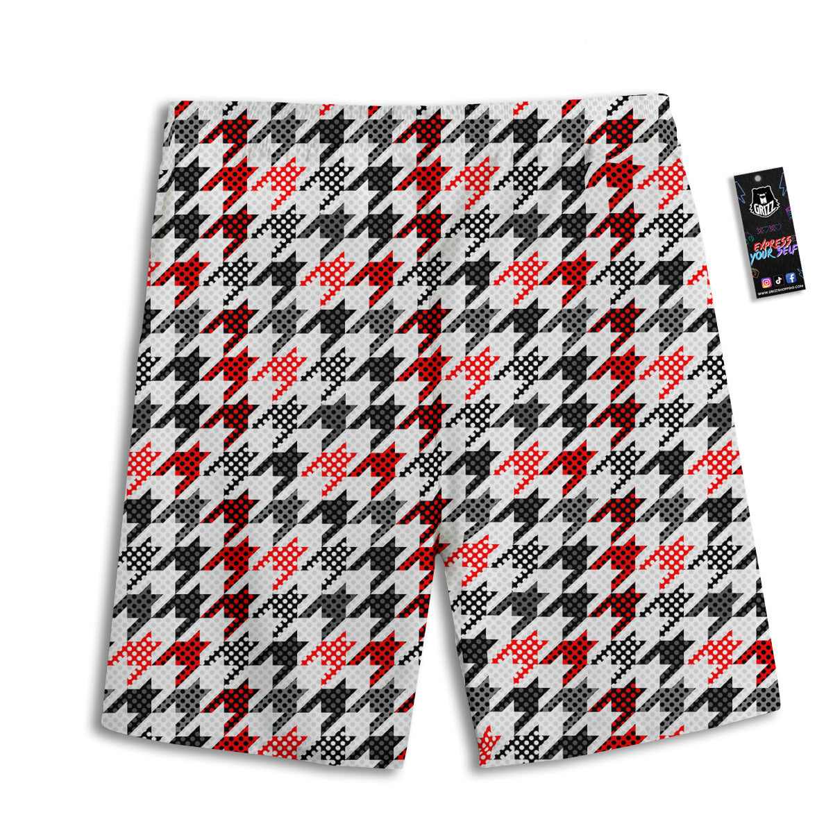 Classic Polka Dot In Houndstooth Print Pattern Men's Athletic Shorts
