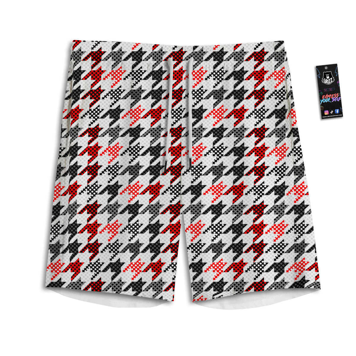 Classic Polka Dot In Houndstooth Print Pattern Men's Athletic Shorts