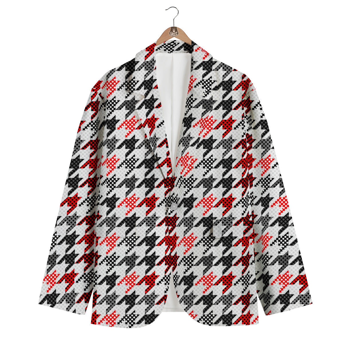 Classic Polka Dot In Houndstooth Print Pattern Men's Blazer-grizzshop