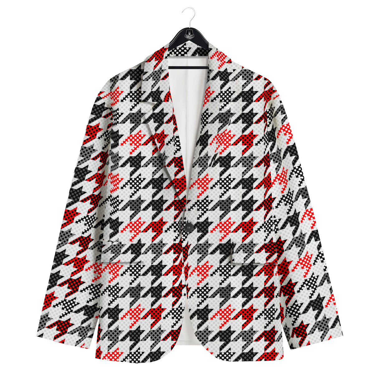 Classic Polka Dot In Houndstooth Print Pattern Men's Sport Coat-grizzshop