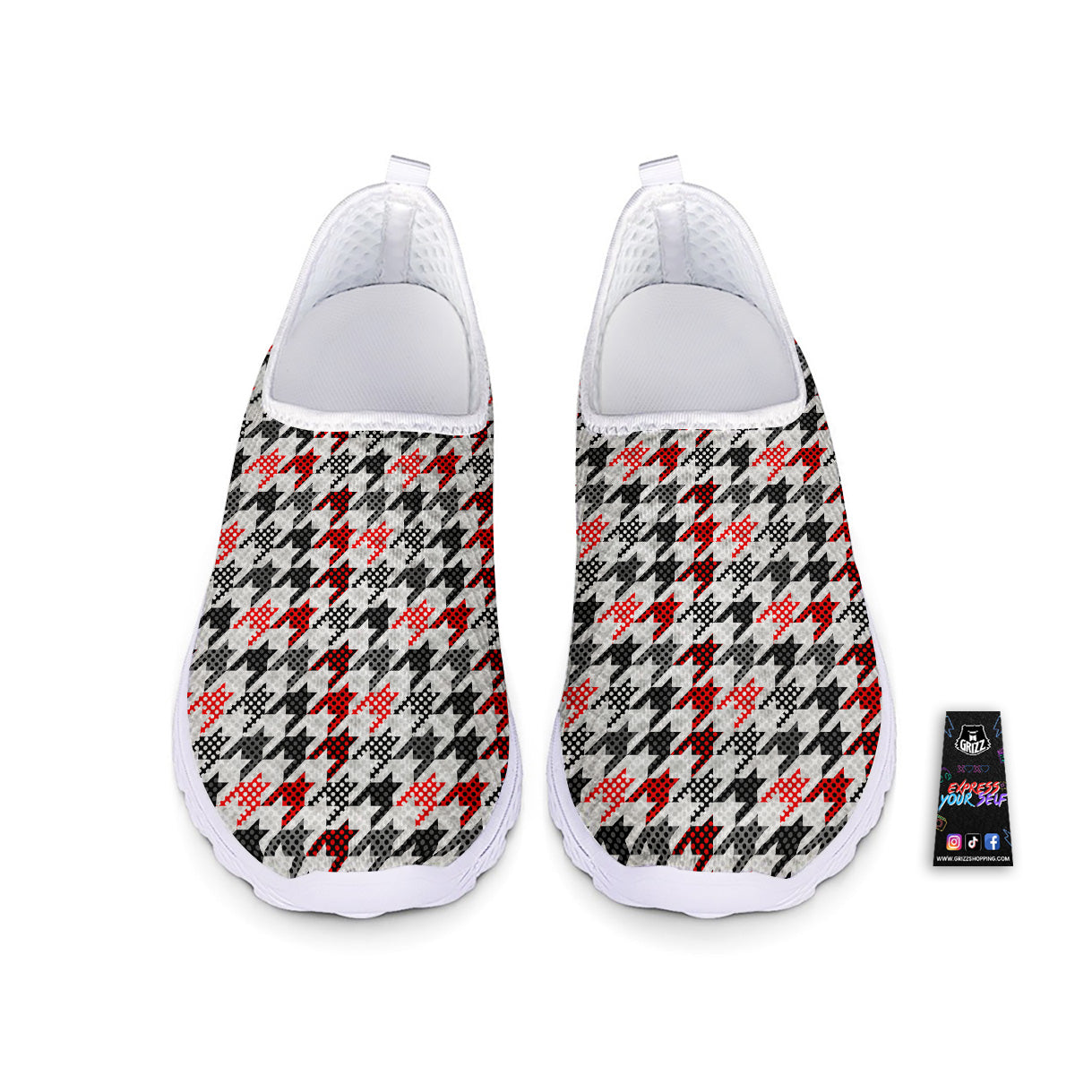 Classic Polka Dot In Houndstooth Print Pattern Nurse Shoes-grizzshop