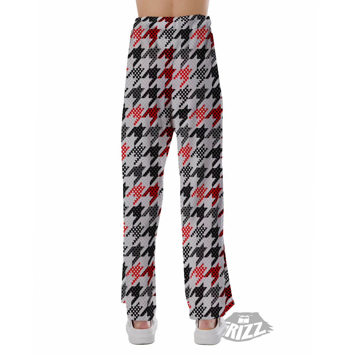Classic Polka Dot In Houndstooth Print Pattern Pajama Pants-grizzshop