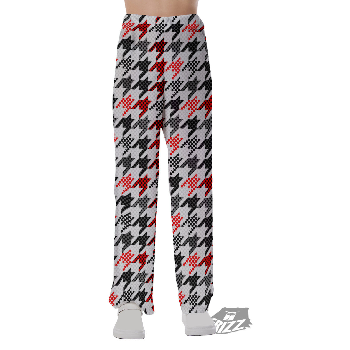 Classic Polka Dot In Houndstooth Print Pattern Pajama Pants-grizzshop
