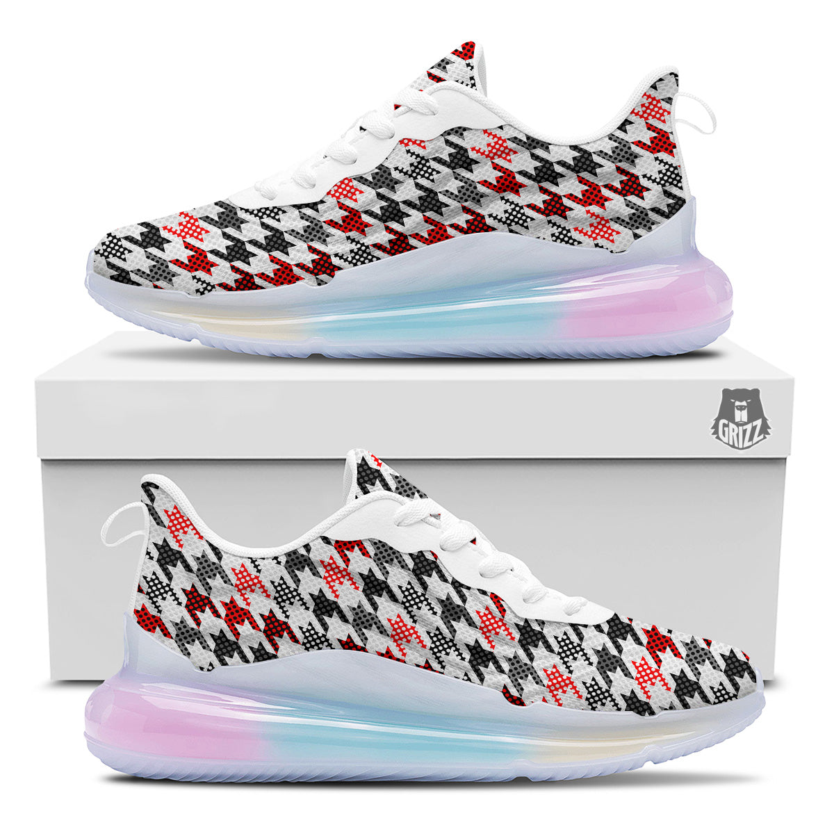 Classic Polka Dot In Houndstooth Print Pattern Running Sneakers-grizzshop