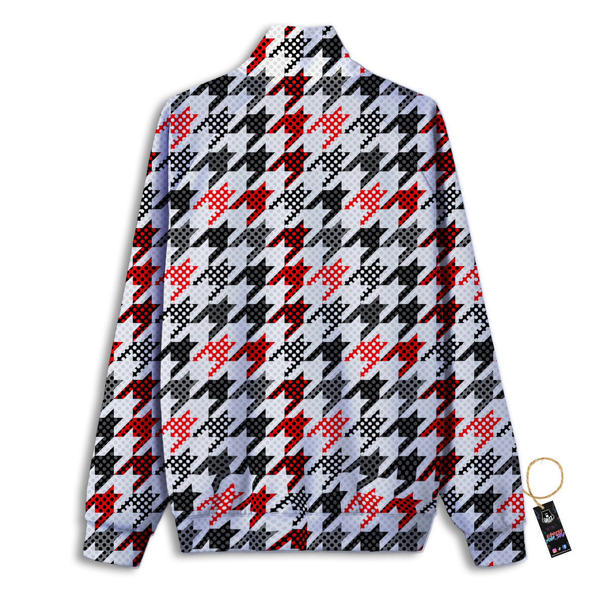 Classic Polka Dot In Houndstooth Print Pattern Track Jacket-grizzshop