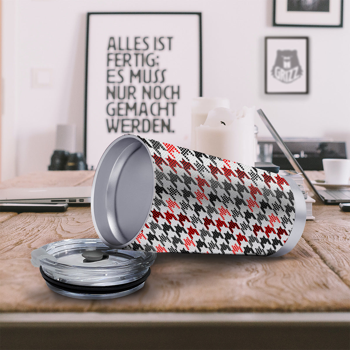 Classic Polka Dot In Houndstooth Print Pattern Tumbler-grizzshop