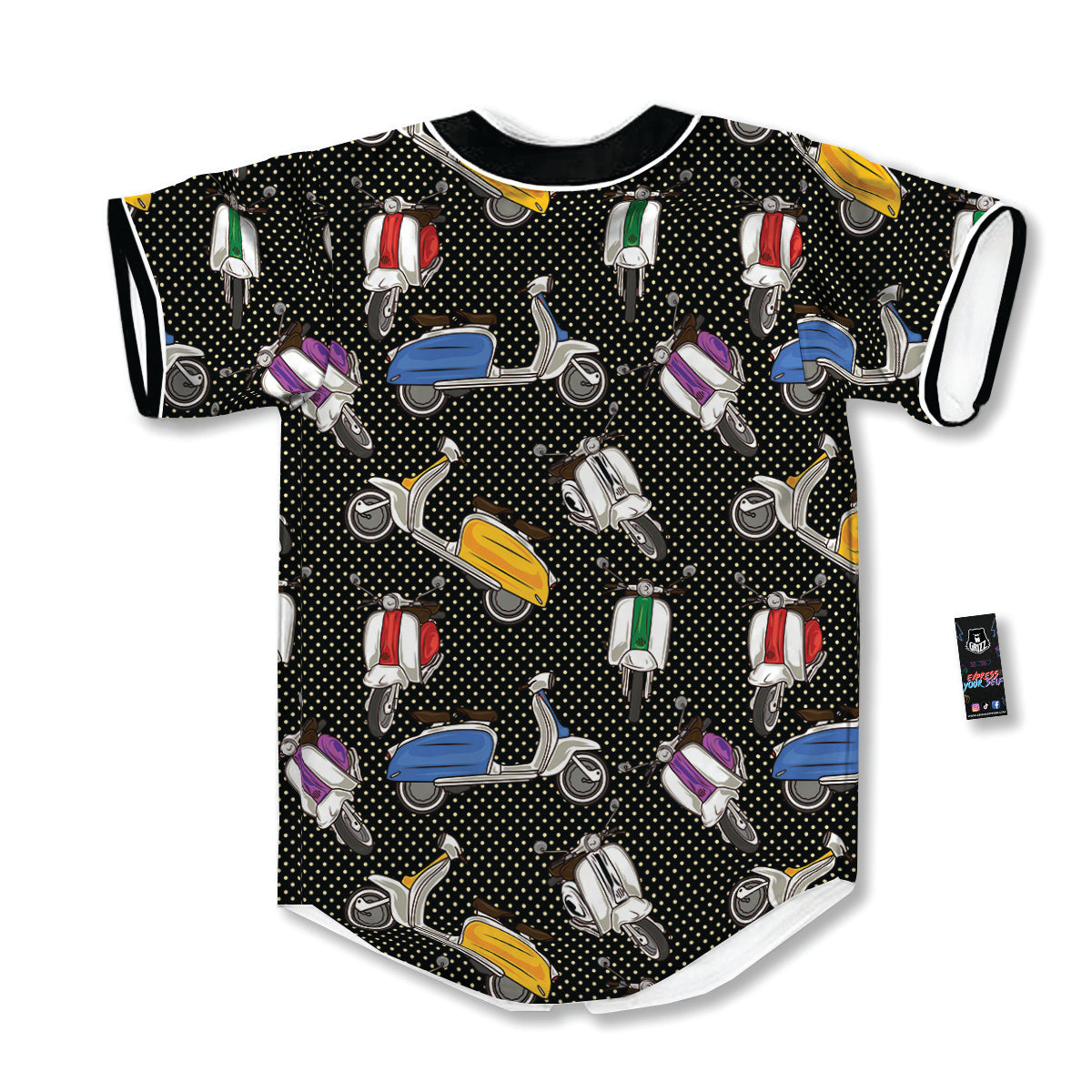 Classic Scooters Print Pattern Baseball Jersey-grizzshop