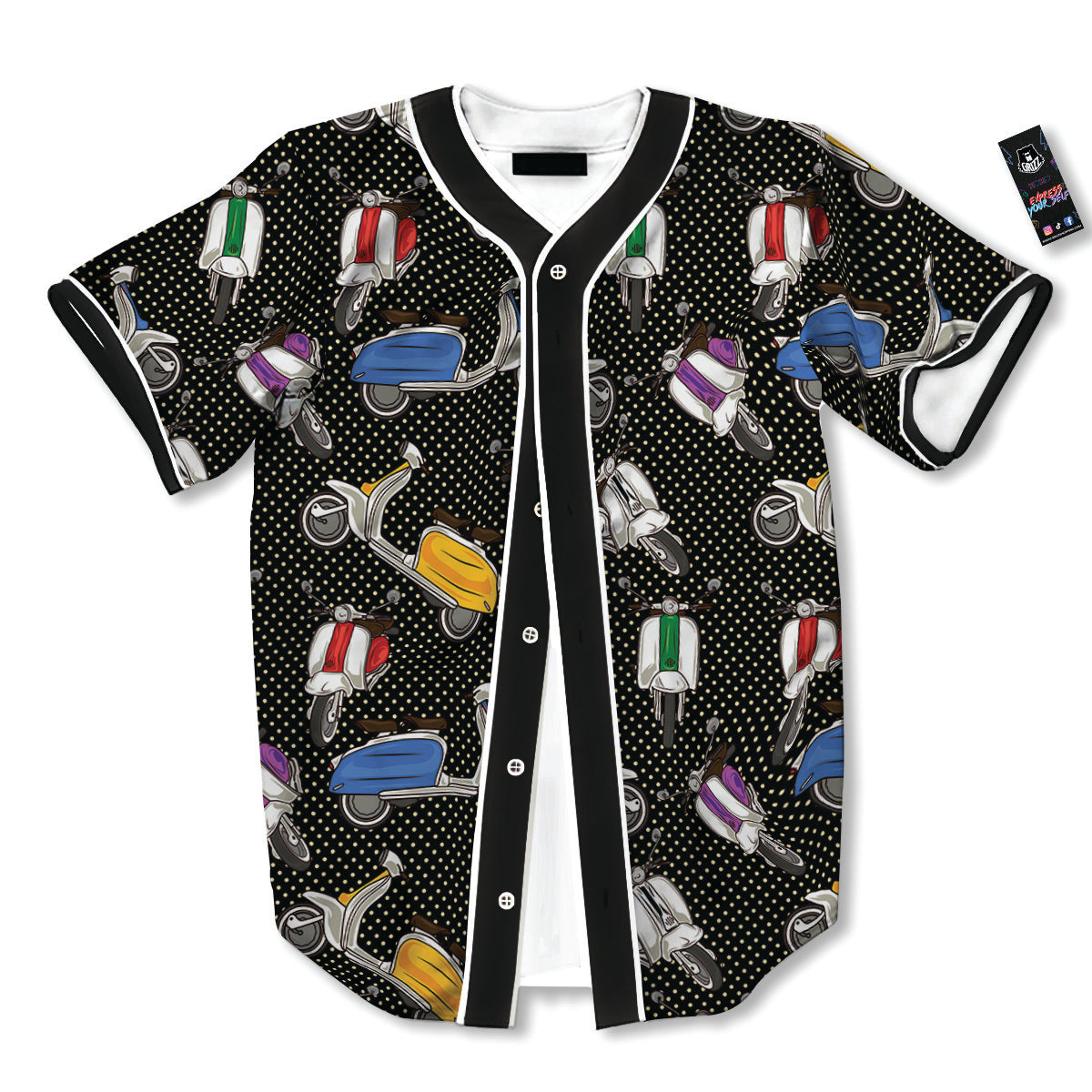 Classic Scooters Print Pattern Baseball Jersey-grizzshop