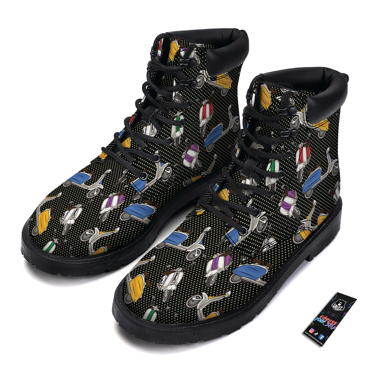 Classic Scooters Print Pattern Boots-grizzshop