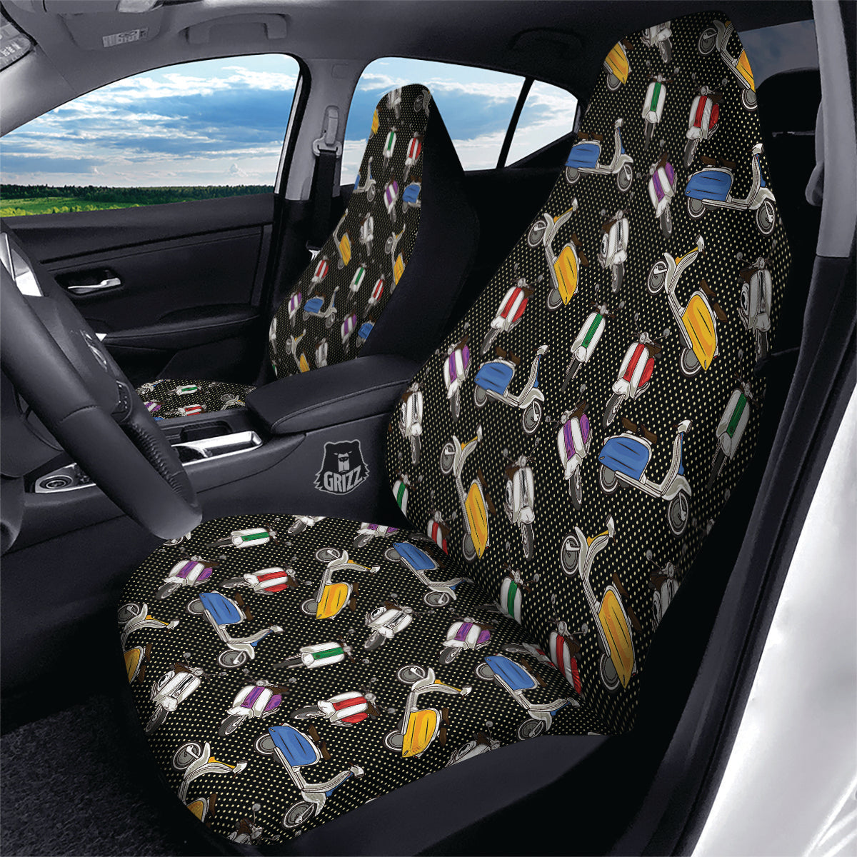 Classic Scooters Print Pattern Car Seat Covers-grizzshop