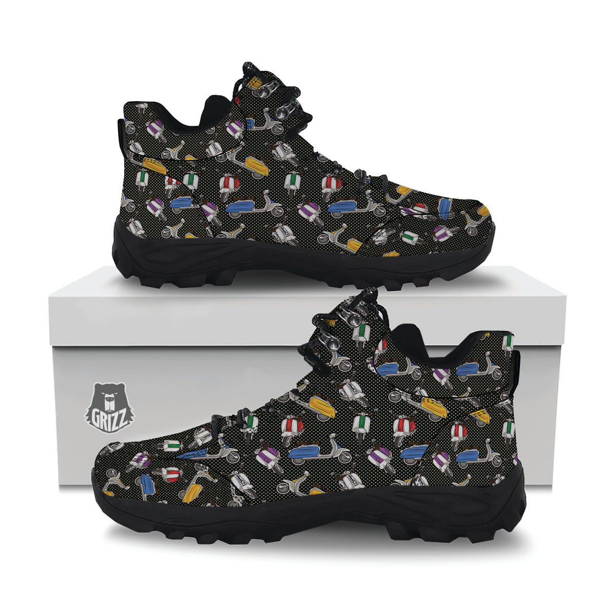 Classic Scooters Print Pattern Hiking Shoes-grizzshop