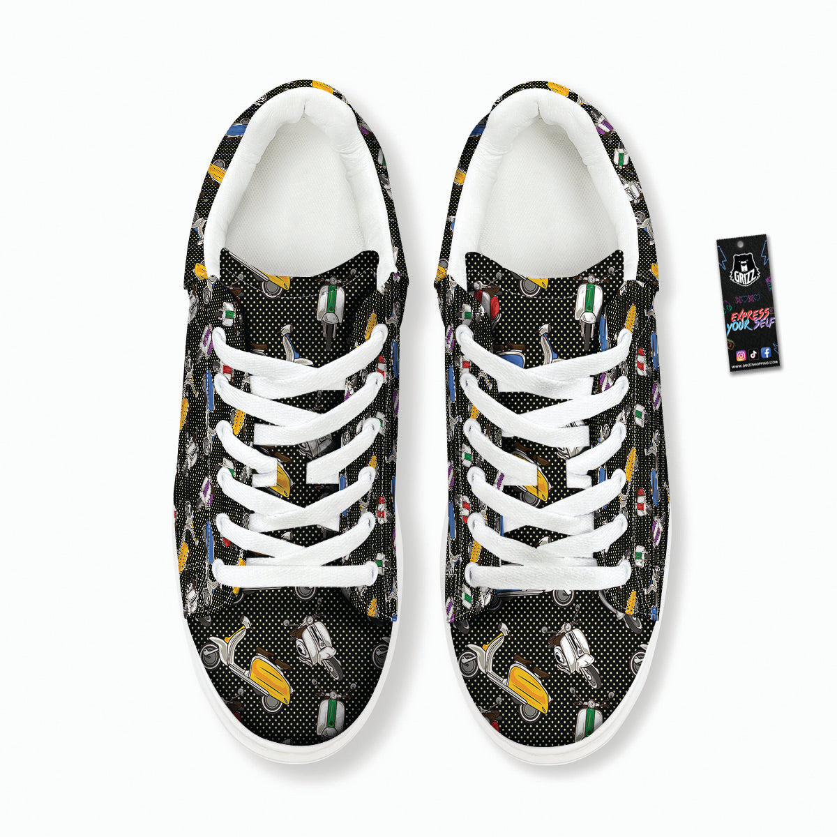 Classic Scooters Print Pattern Platform Shoes-grizzshop