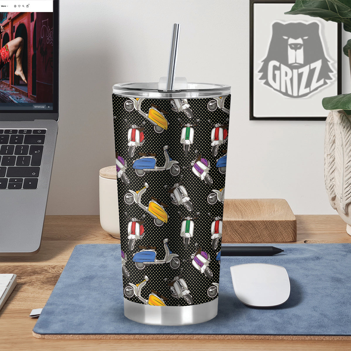 Classic Scooters Print Pattern Tumbler-grizzshop