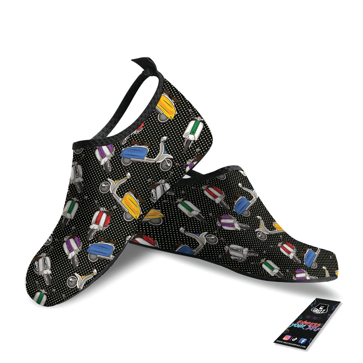 Classic Scooters Print Pattern Water Shoes-grizzshop