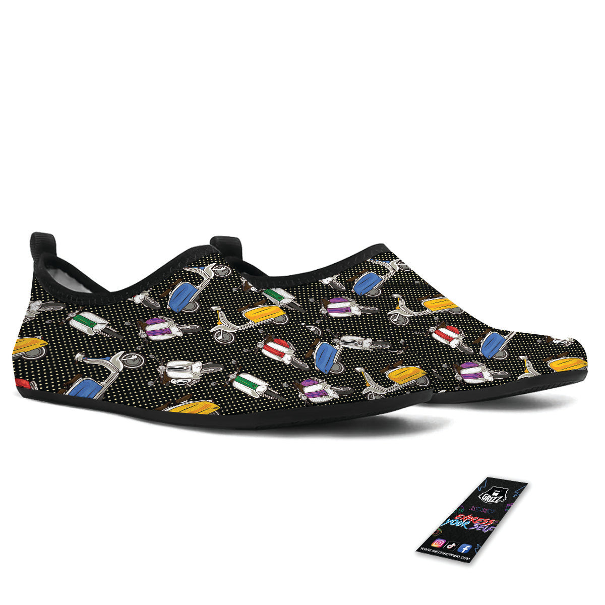 Classic Scooters Print Pattern Water Shoes-grizzshop