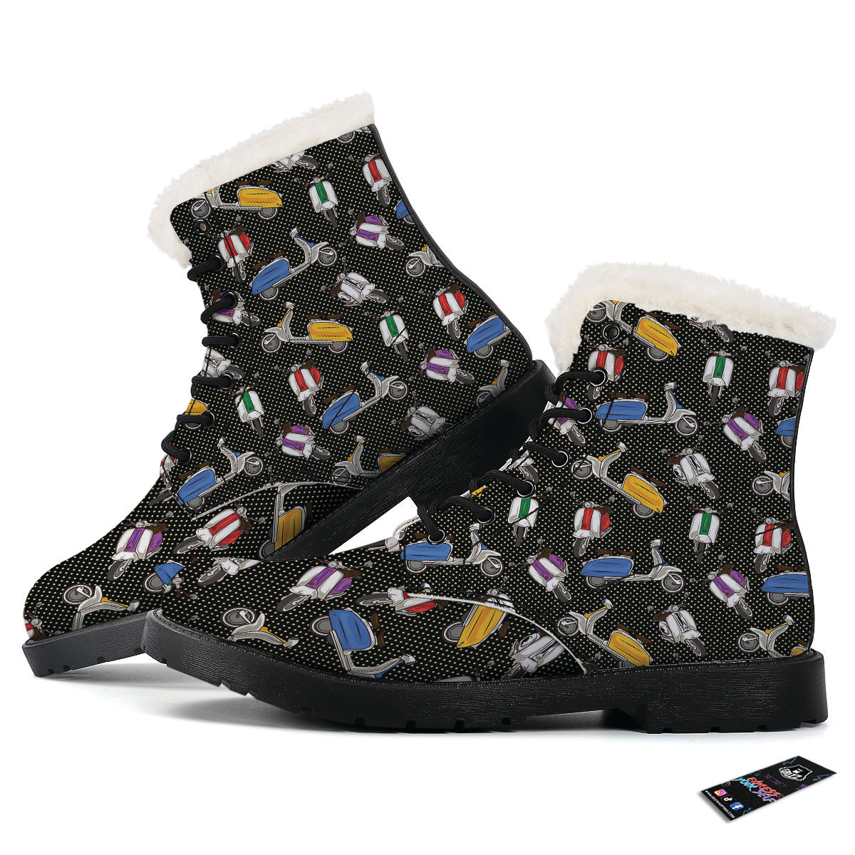 Classic Scooters Print Pattern Winter Boots-grizzshop