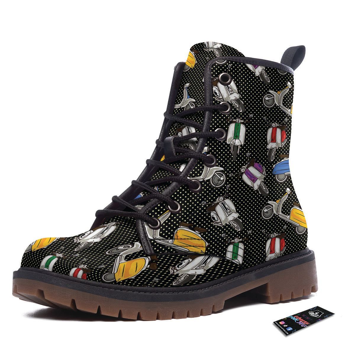 Classic Scooters Print Pattern Work Boots-grizzshop