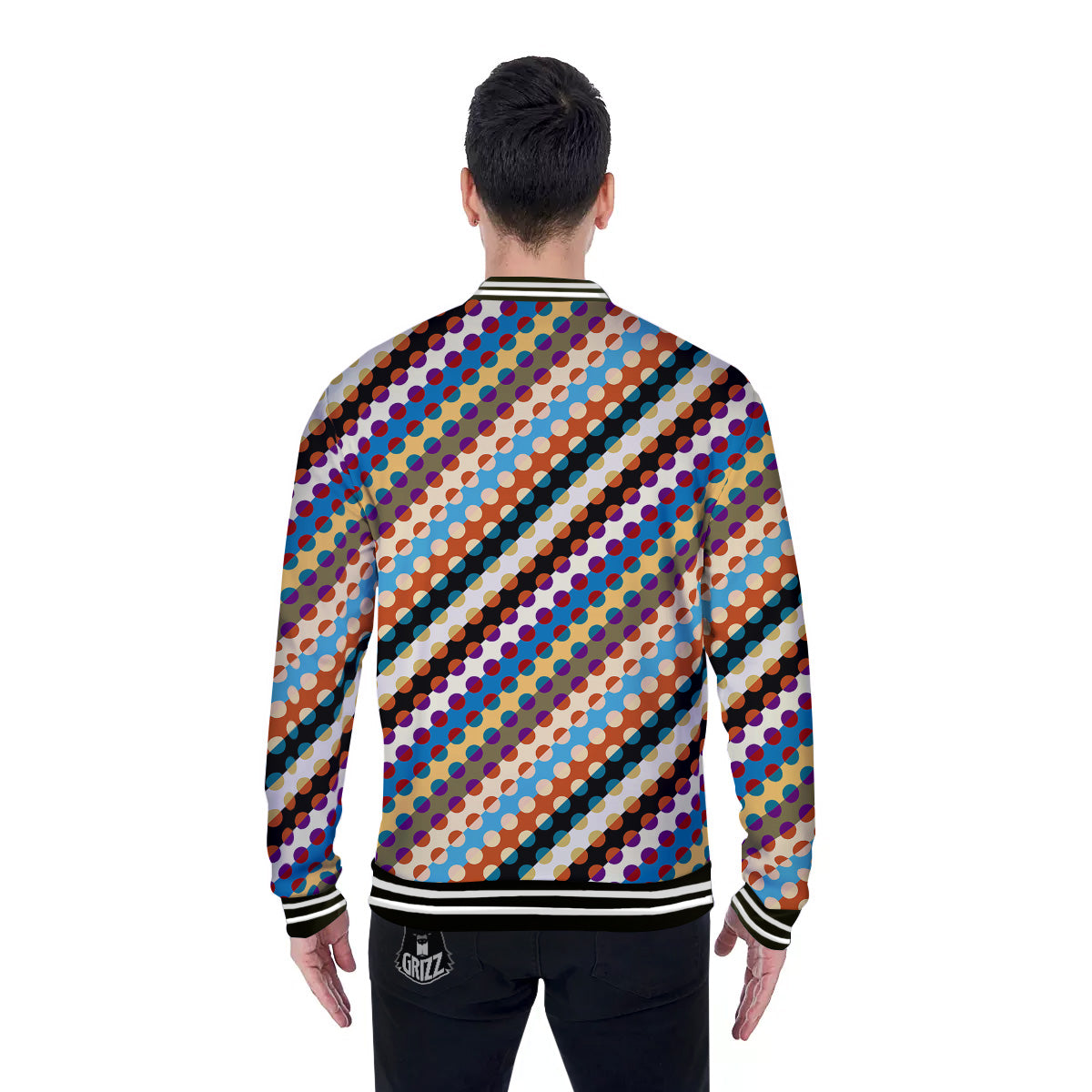 Classic Stripe Polka Dot Print Pattern Baseball Jacket-grizzshop