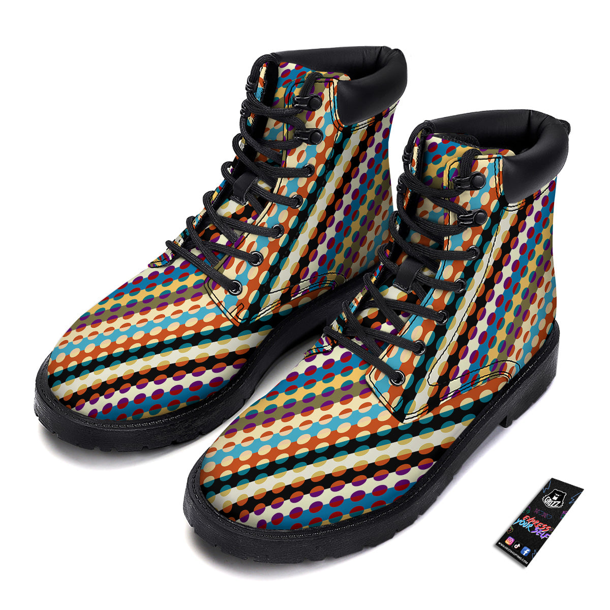 Classic Stripe Polka Dot Print Pattern Boots-grizzshop