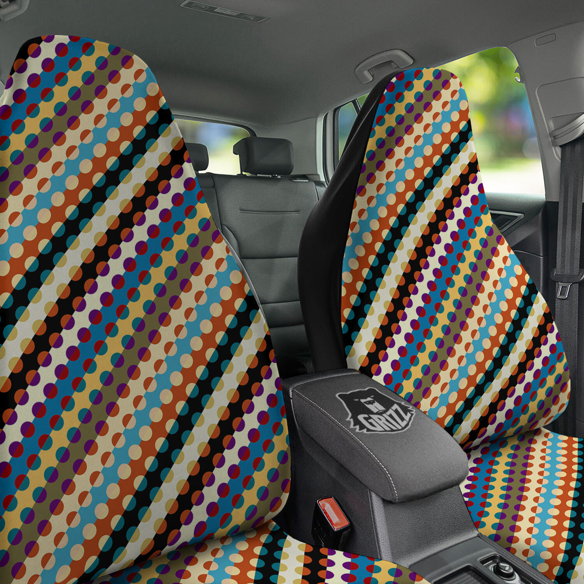 Classic Stripe Polka Dot Print Pattern Car Seat Covers-grizzshop