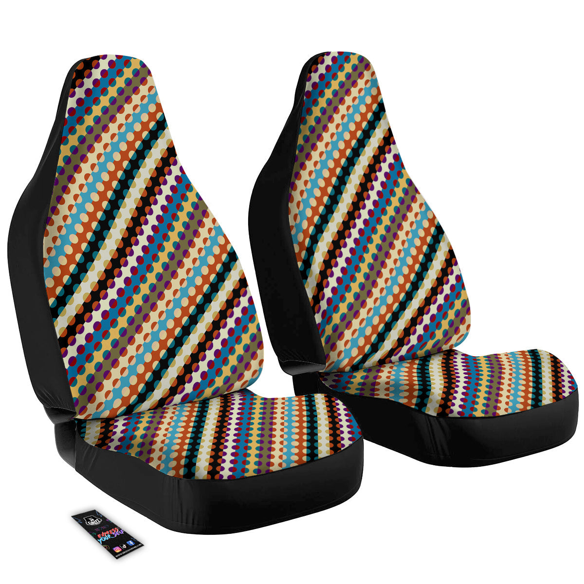 Classic Stripe Polka Dot Print Pattern Car Seat Covers-grizzshop