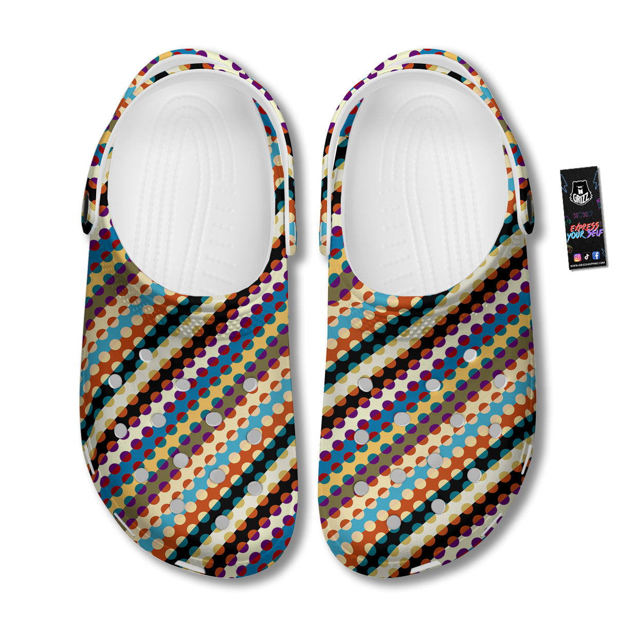 Classic Stripe Polka Dot Print Pattern Clog-grizzshop