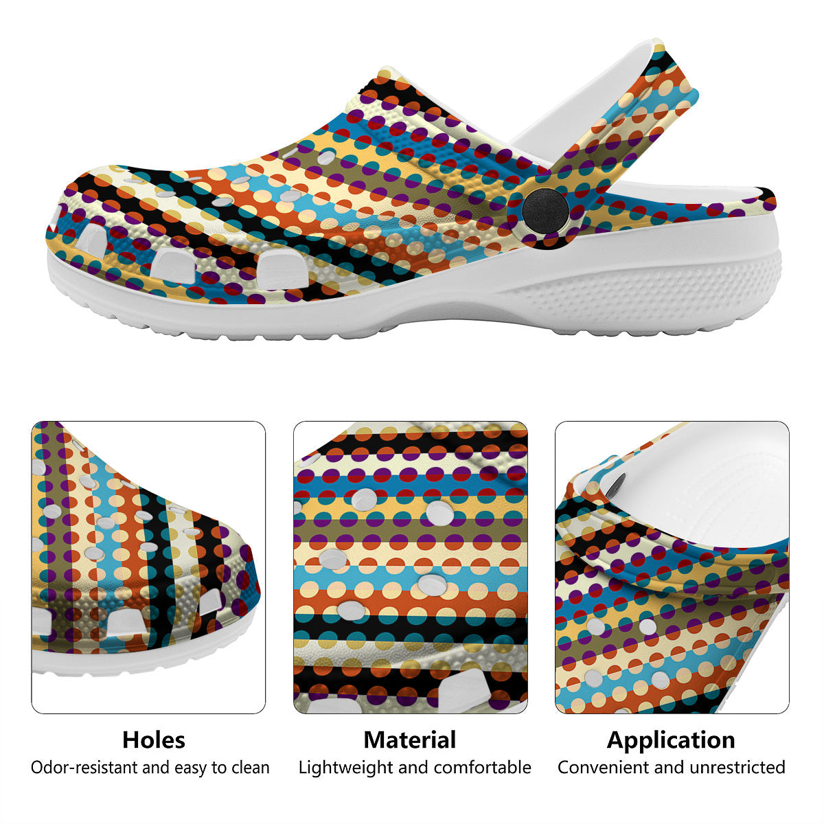 Classic Stripe Polka Dot Print Pattern Clog-grizzshop