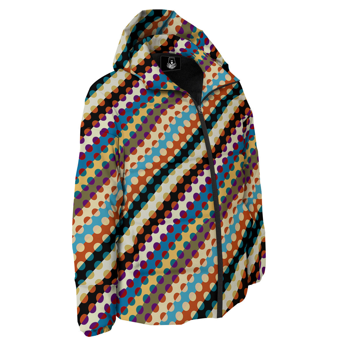 Classic Stripe Polka Dot Print Pattern Down Jacket-grizzshop