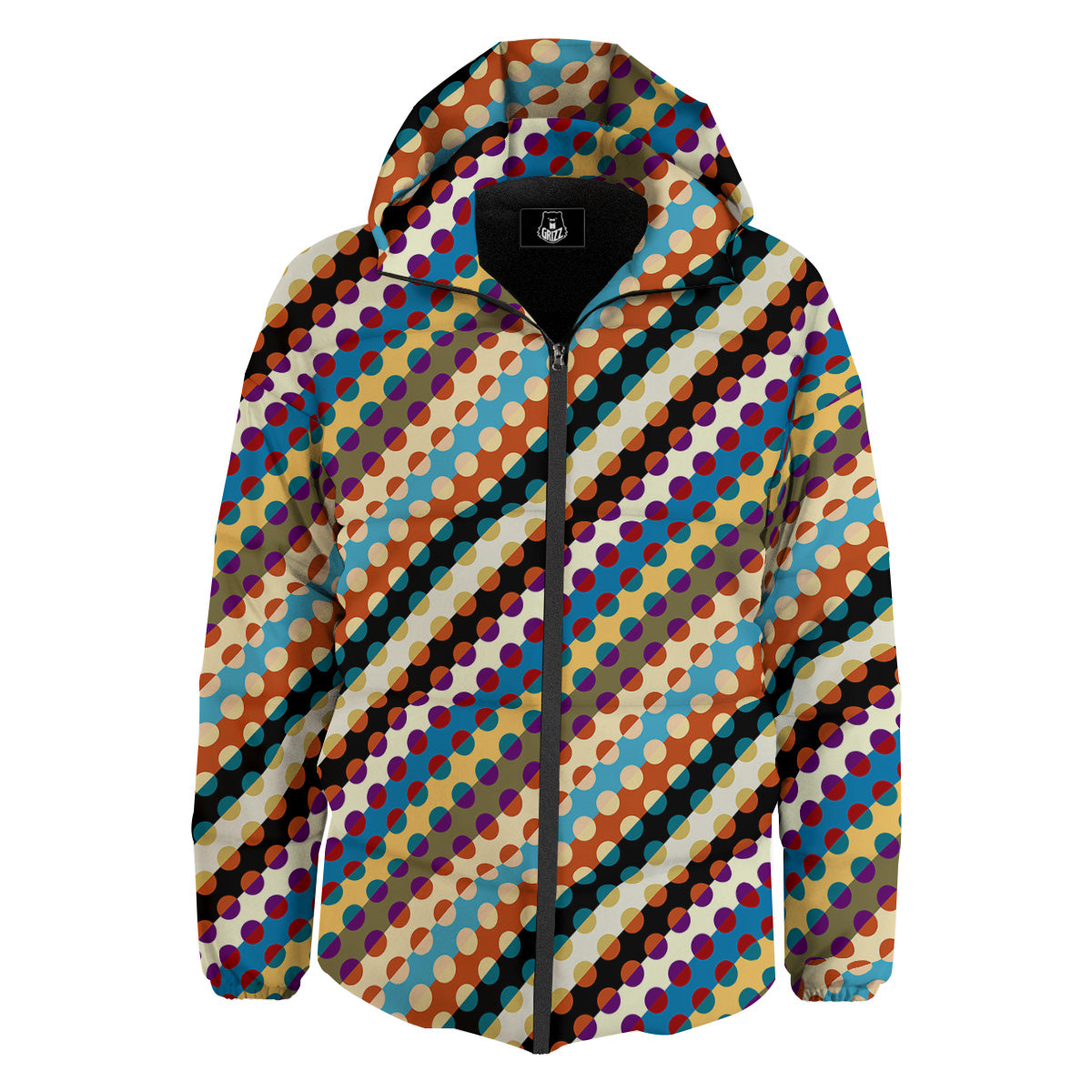 Classic Stripe Polka Dot Print Pattern Down Jacket-grizzshop