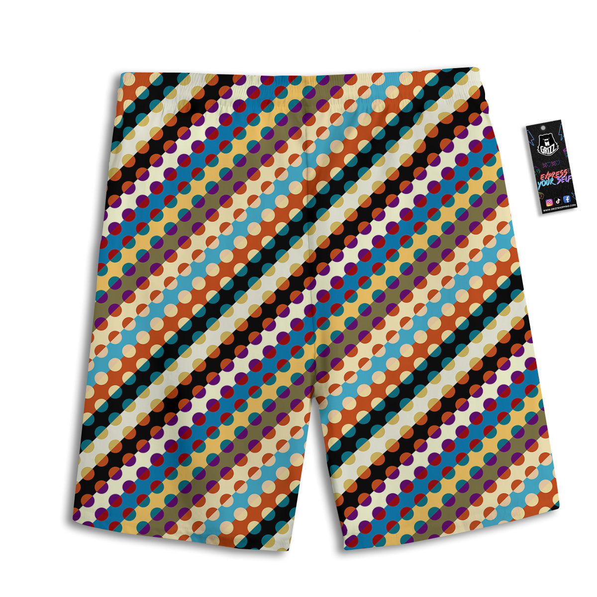 Classic Stripe Polka Dot Print Pattern Men's Athletic Shorts