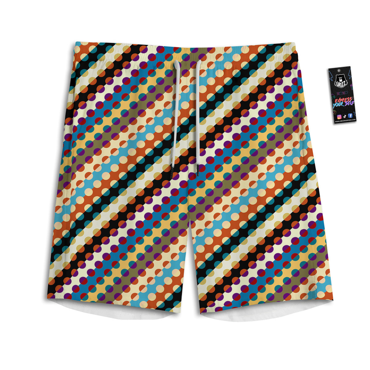 Classic Stripe Polka Dot Print Pattern Men's Athletic Shorts