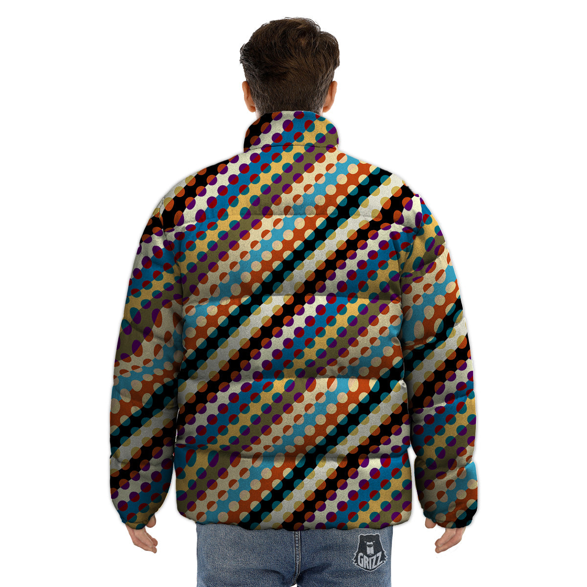 Classic Stripe Polka Dot Print Pattern Puffer Jacket-grizzshop