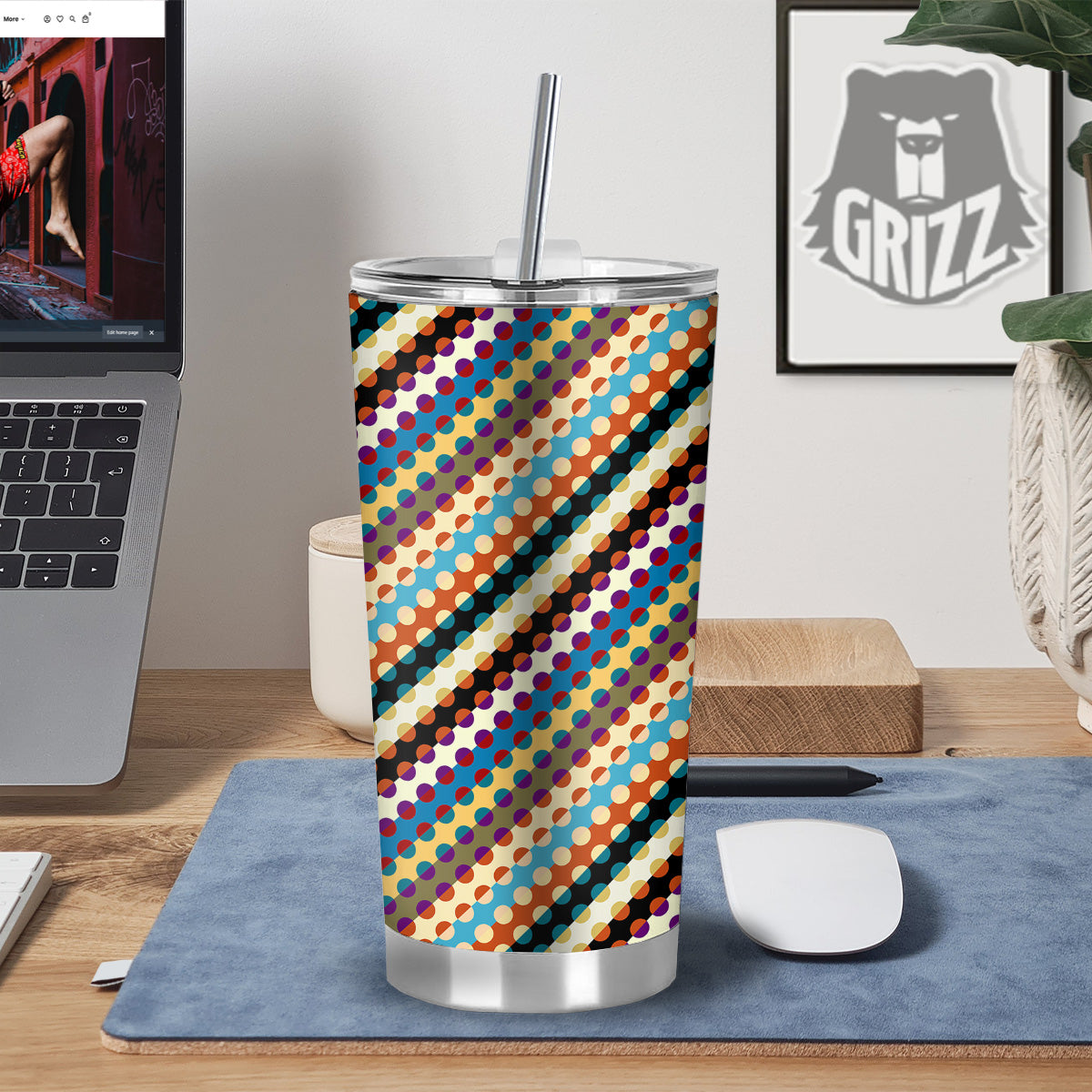 Classic Stripe Polka Dot Print Pattern Tumbler-grizzshop
