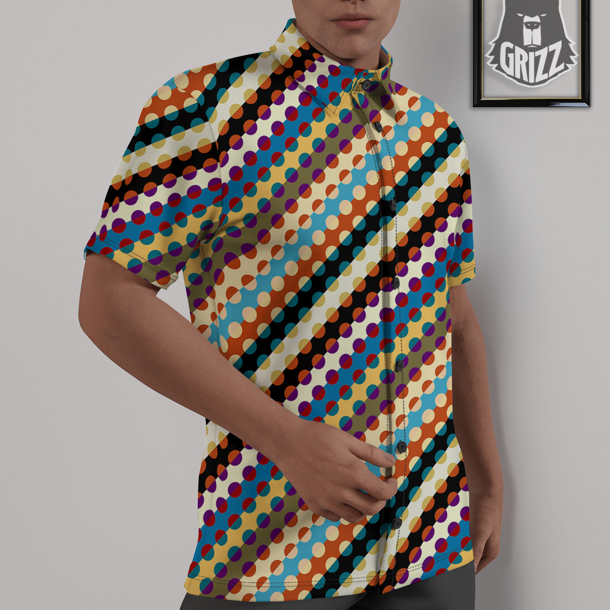 Classic Stripe Polka Dot Print Pattern Untucked Shirts-grizzshop
