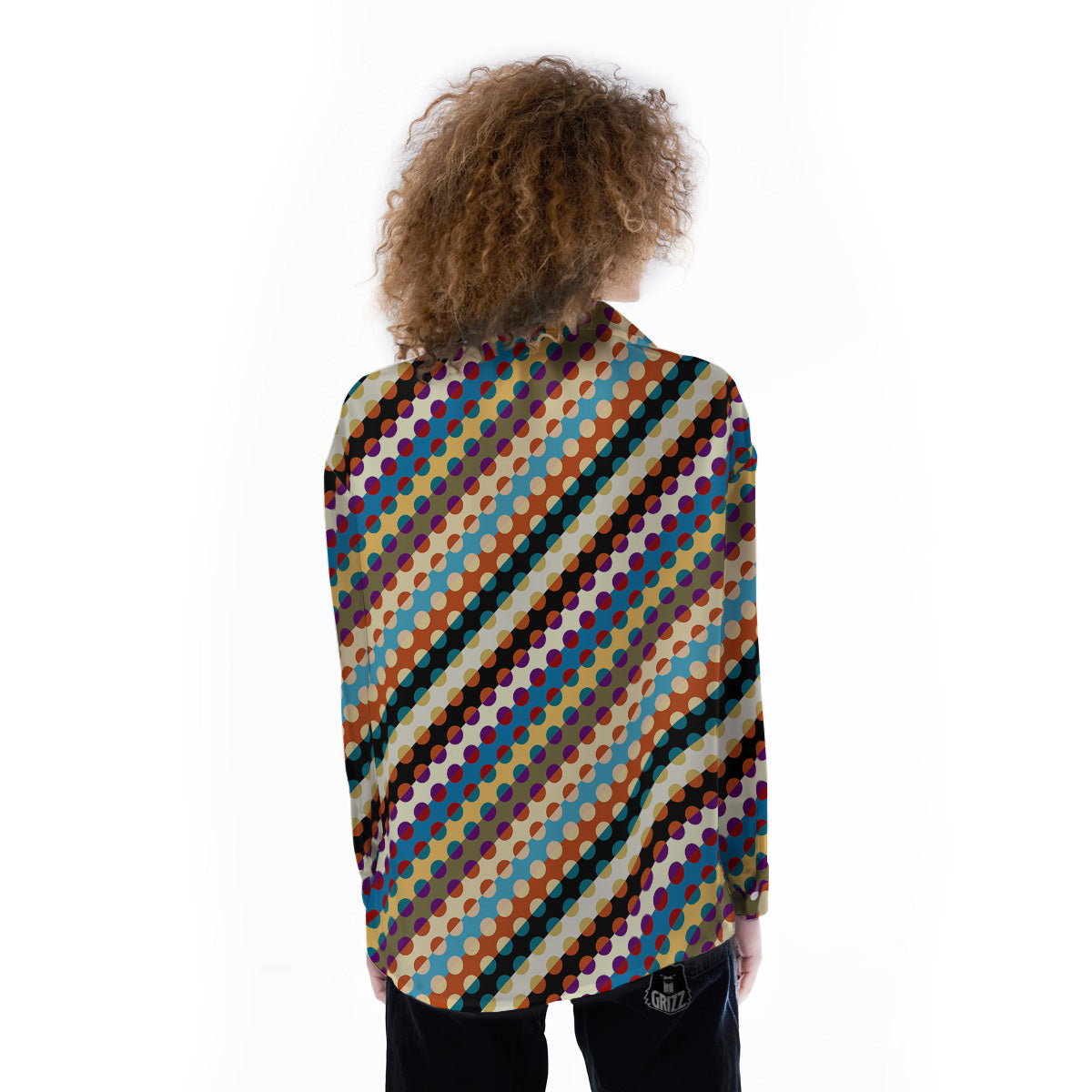 Classic Stripe Polka Dot Print Pattern Women's Long Sleeve Shirts-grizzshop