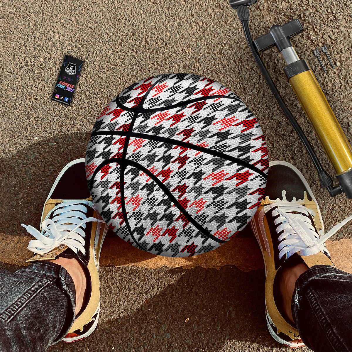 Classic Polka Dot In Houndstooth Print Pattern Basketball