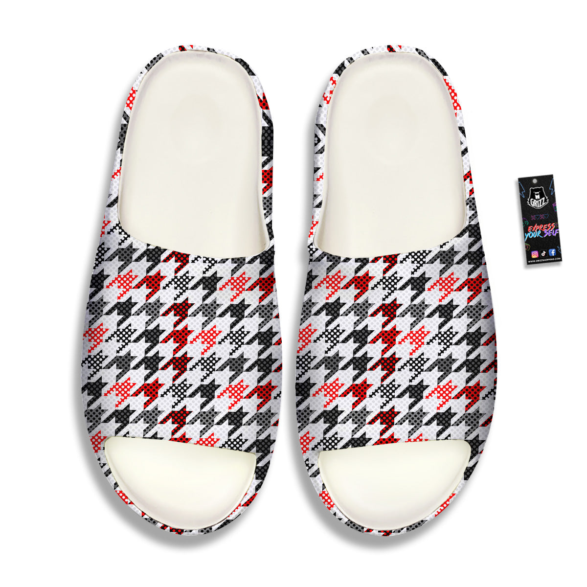 Classic Polka Dot In Houndstooth Print Pattern Sandals-grizzshop