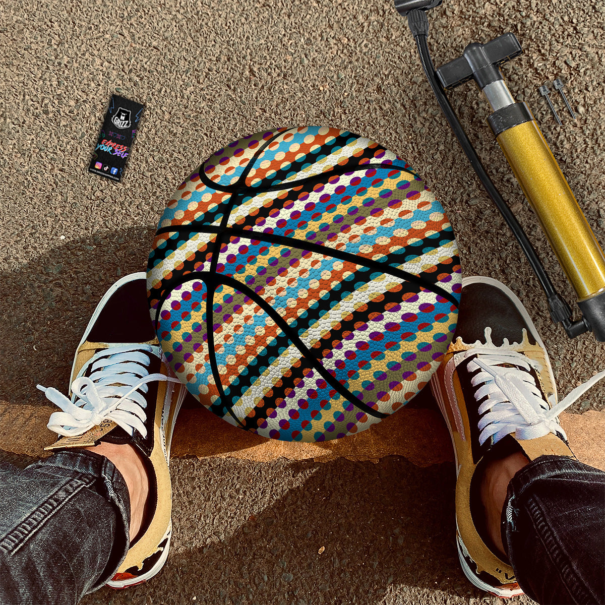 Classic Stripe Polka Dot Print Pattern Basketball