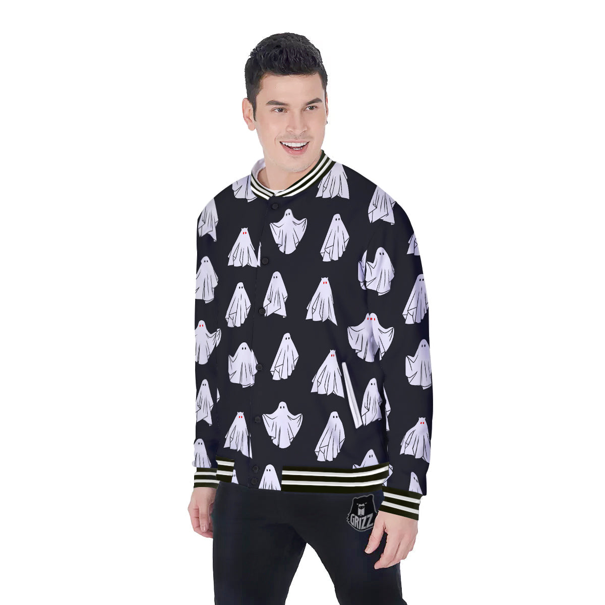 Cloth Ghosts Cartoon Print Pattern Baseball Jacket-grizzshop