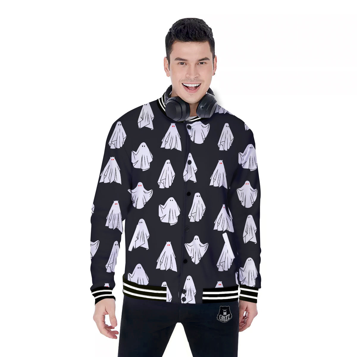 Cloth Ghosts Cartoon Print Pattern Baseball Jacket-grizzshop