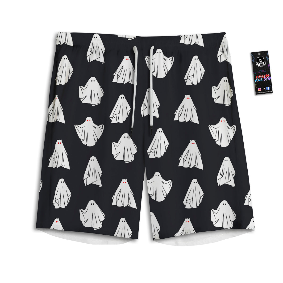 Cloth Ghosts Cartoon Print Pattern Men's Athletic Shorts