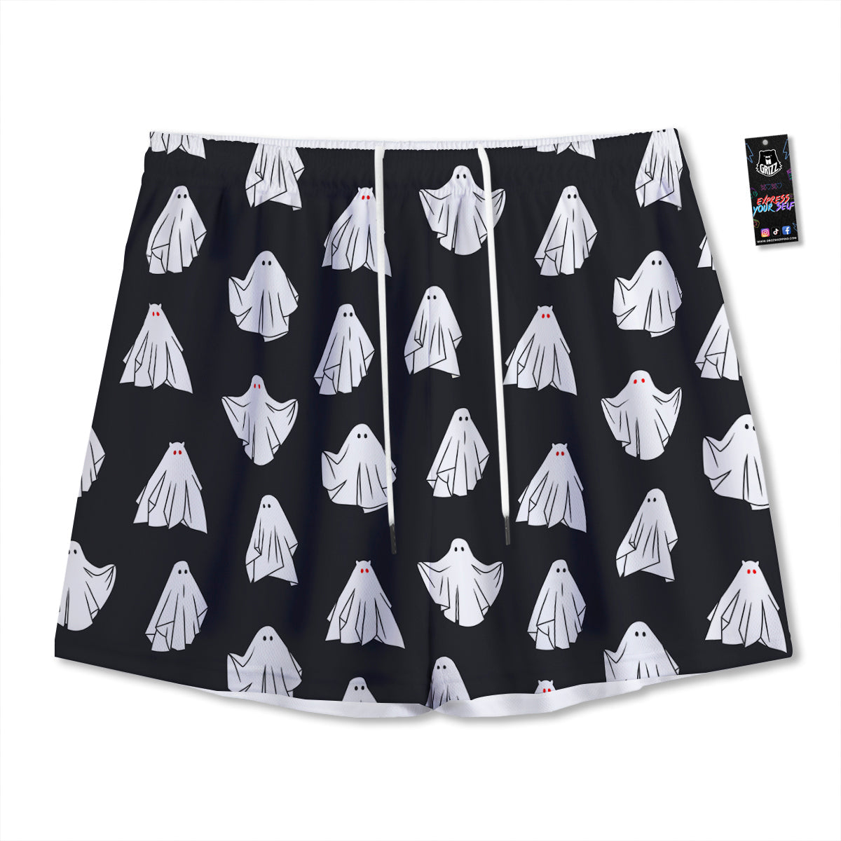 EDM Geometric Green Light Print Mesh Shorts