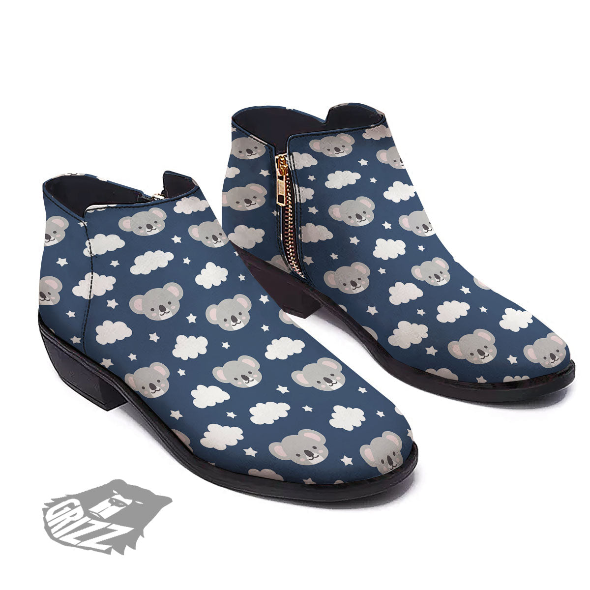 Cloud And Koala Bear Print Pattern Ankle Boots-grizzshop