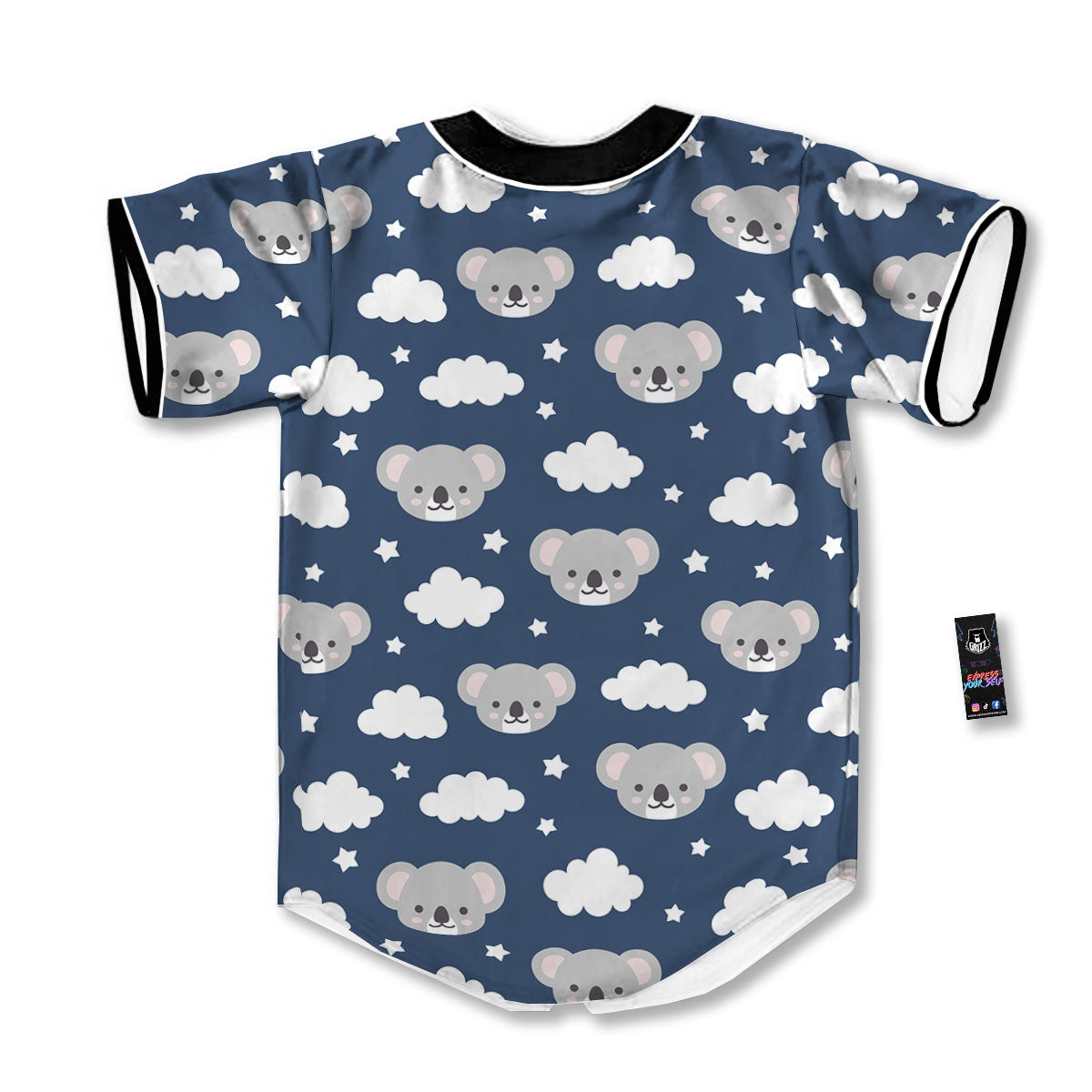 Cloud And Koala Bear Print Pattern Baseball Jersey-grizzshop