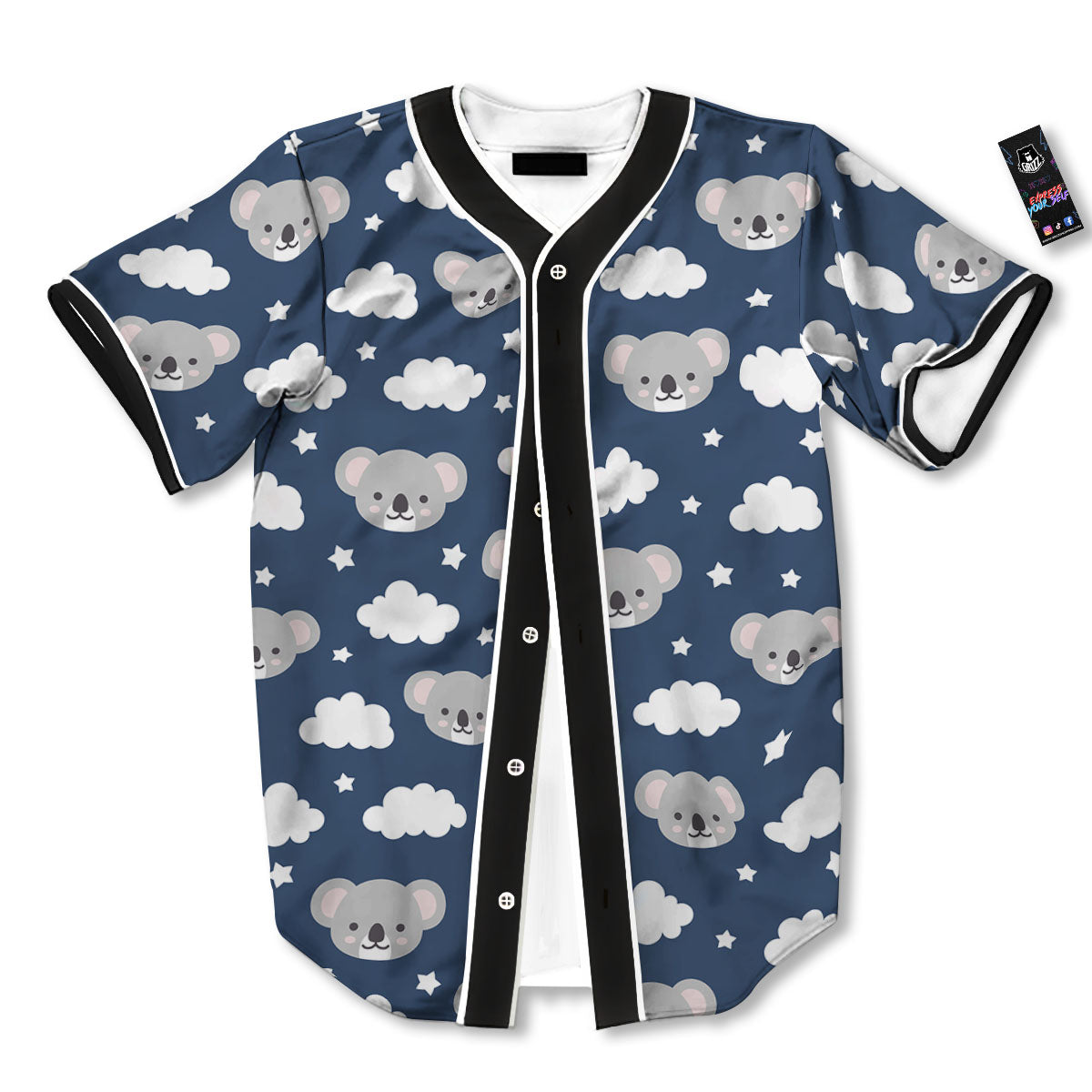 Cloud And Koala Bear Print Pattern Baseball Jersey-grizzshop