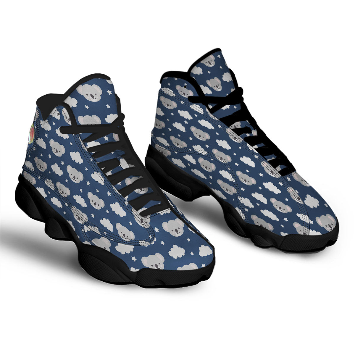 Cloud And Koala Bear Print Pattern Black Basketball Shoes-grizzshop