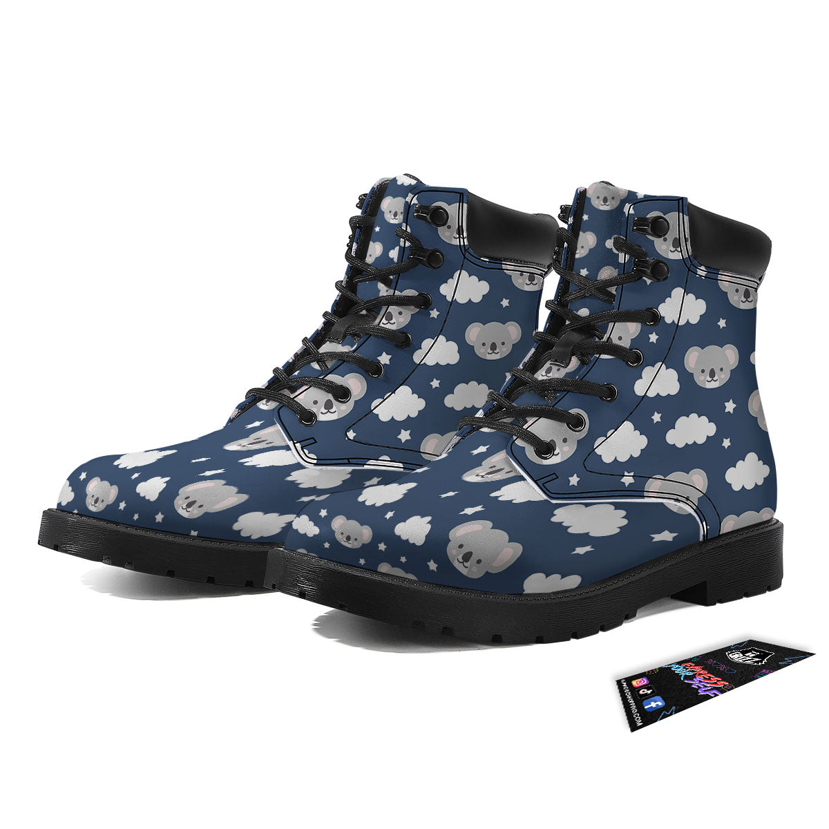 Cloud And Koala Bear Print Pattern Boots-grizzshop