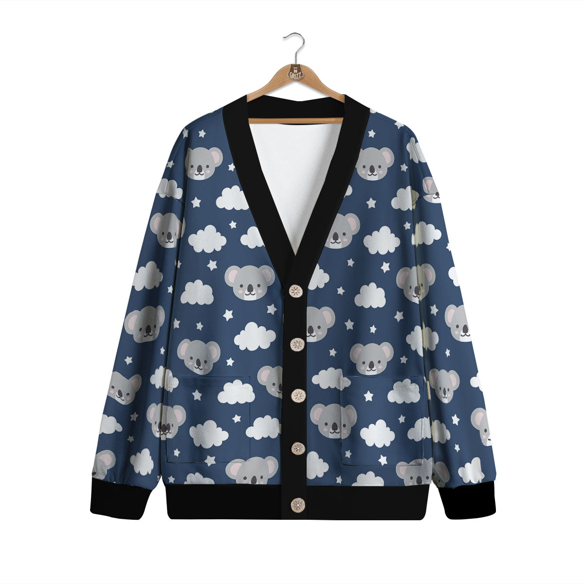 Cloud And Koala Bear Print Pattern Cardigan-grizzshop