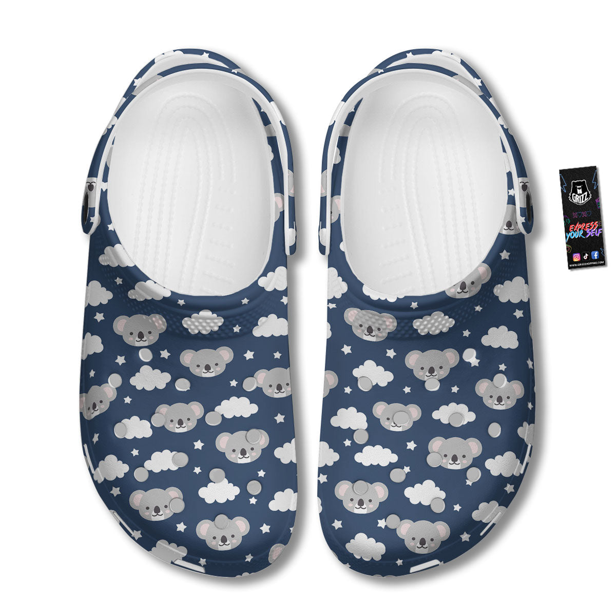 Cloud And Koala Bear Print Pattern Clog-grizzshop
